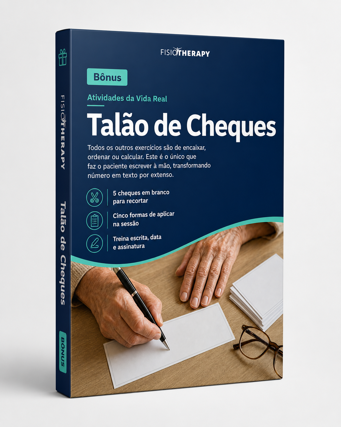 Bônus Talão de Cheques — caixa do material com cheques em branco para recortar
