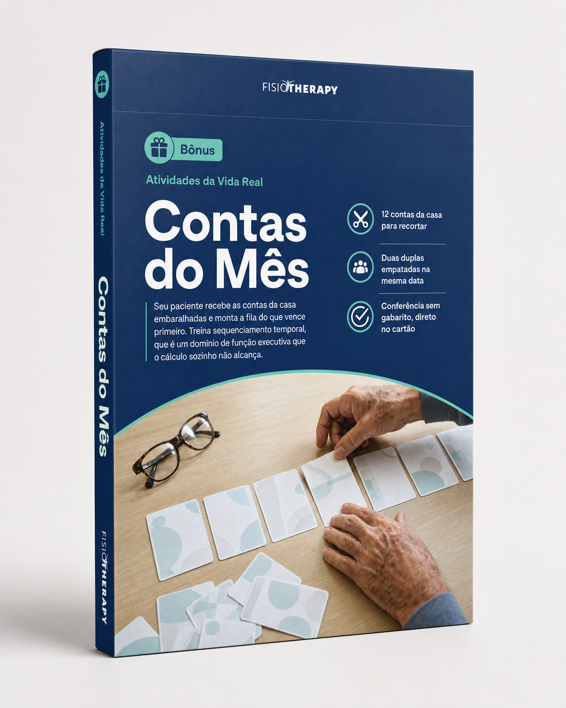 Bônus Contas do Mês — caixa do material com cartões de contas para recortar