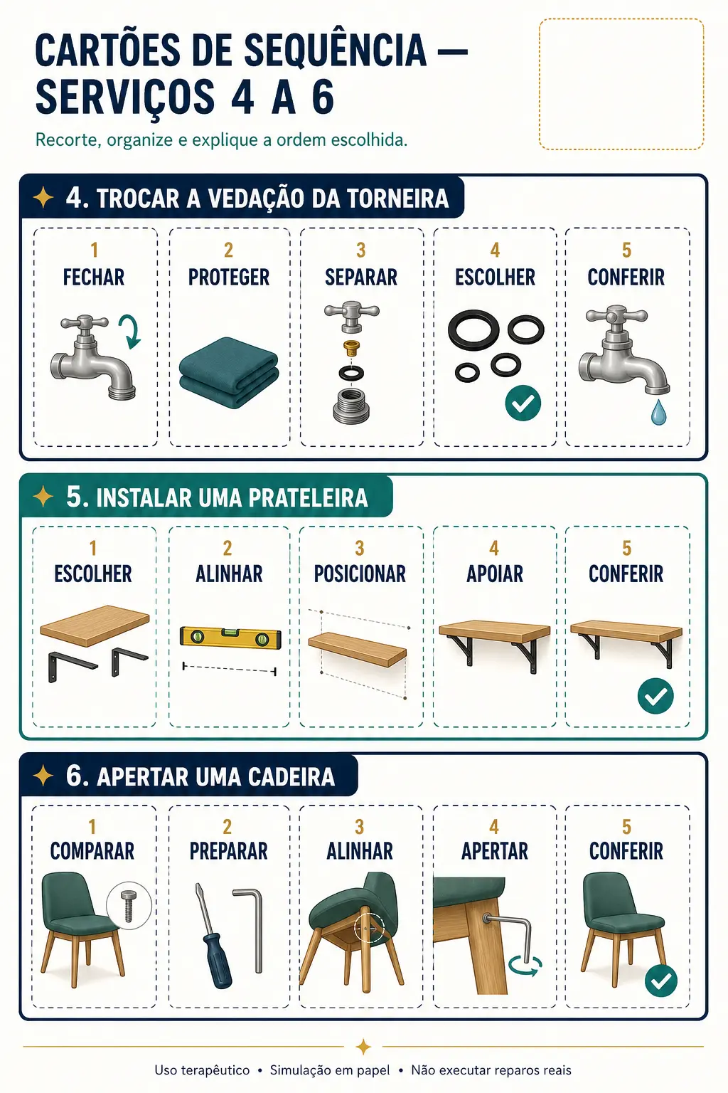 Cartões de sequência — serviços 4 a 6