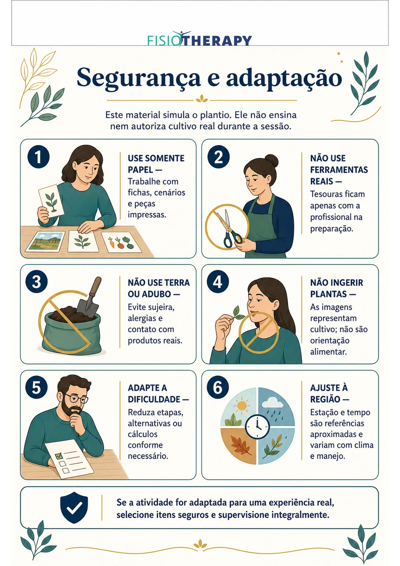 Página de segurança e adaptação da atividade